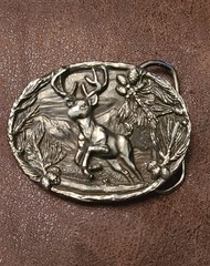 VINTAGE 1643 Brass Deer Buckle- THE GREAT AMERICAN BUCKLE CO- copyright 1986