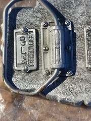 Vintage Great American Buckle Co Pewter Black Enamel Bald Eagle Belt Buckle 1983