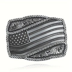 American Flag Belt Buckle, Western Cowboy, Cowgirl, Country Antique Tone, USA