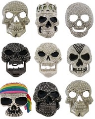 Silver Metal Skull Belt Buckle Halloween Party Costume Gift Fashion Rhinestones