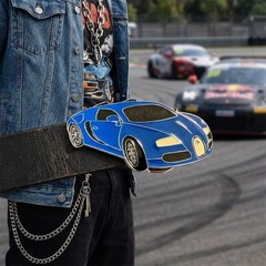 NEW Men Women Fashion Silver Metal Belt Buckle Blue Racing Luxury Sport Car