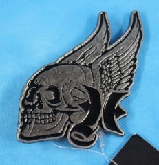 New Winged Skull Belt Buckle-Metal with Black Enamel