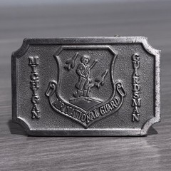 Vtg Michigan Air National Guard Belt Buckle Hit Line USA Military Silver Tone