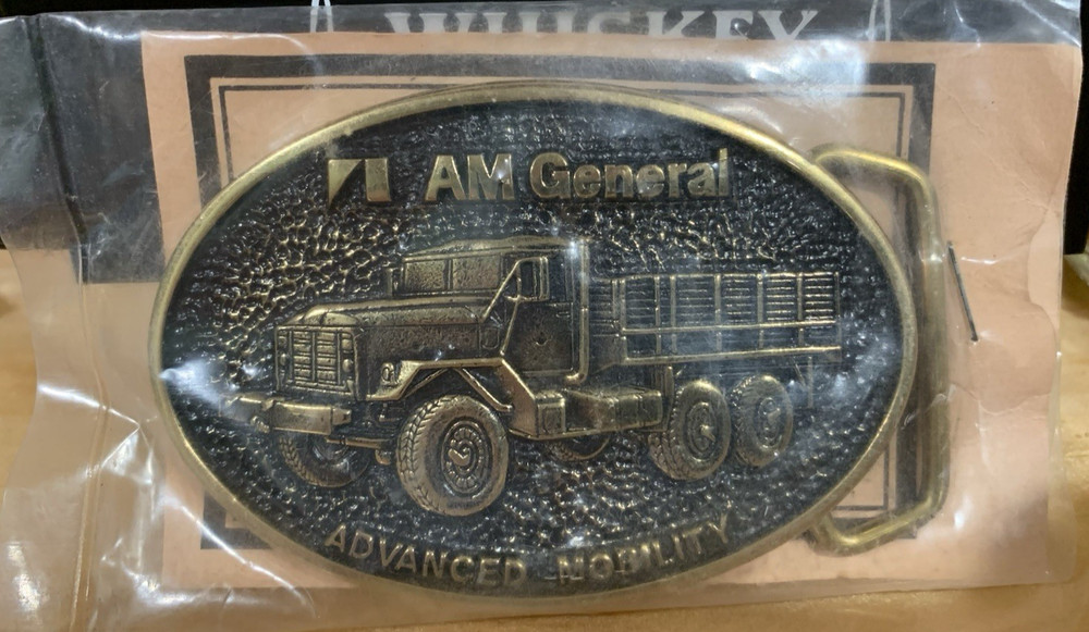 1980&rsquo;s AM General Advanced Mobility Military Solid Brass Belt Buckle New In Bag