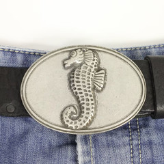 Oval Seahorse Metal Belt Buckle – Maritime Design for Interchangeable Belts
