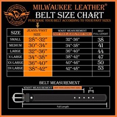 Milwaukee Leather MP7100 Men&rsquo;s Studded Genuine Leather Belt for Biker w/ Buckle