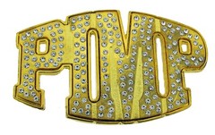 Pimp Text Belt Buckle Hip Hop Punk rock Hard Gold Metal Finished New Men