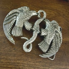 Bergamot Brass Works Belt Buckle Mens OS Silver Good Eagle Snake Western Biker