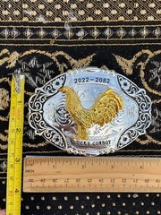Western Buckle Gold Black Silver Rooster Cowboy 2 »Buckle Hebilla Vaquero Gallo