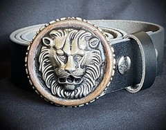Darren McNeese Lion Belt Buckle 2.5” Round Patina Archive 07–09