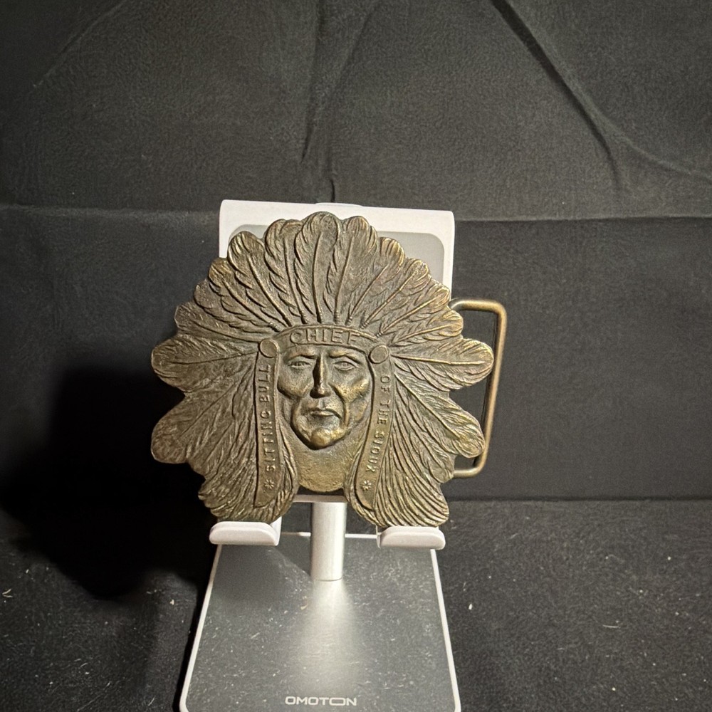 Vtg Chief Sitting Bull of The Sioux Indians Buffalo Bill Brass Belt Buckle Rare!