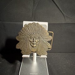 Vtg Chief Sitting Bull of The Sioux Indians Buffalo Bill Brass Belt Buckle Rare!