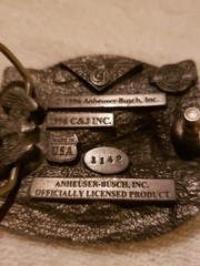 VINTAGE BUDWEISER BUCKLE CLYDESDALES KING OF BEERS EMBOSSED WAGON VGC