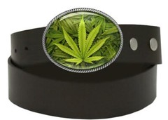 Marijuana Belt Buckle – High Times Weed Pot Leaf Handmade Accessory Gift – 730