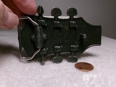 JEANS FRIEND MUSIC NOTE GUITAR BELT BUCKLE 3 3/4&Prime; L 2 5/8&Prime; WIDE FITS 1.5&Prime; BELT