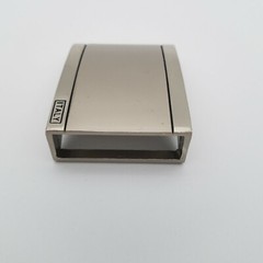 Silver Tone 2.5&Prime; x 1.75&Prime; Belt Buckle Square Marked ITALY for 40cm Belt or 1 5/8&Prime;