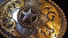 Nocona Texas Star Oval Belt Buckle Gold and Silver Tone M & F Western 3756644