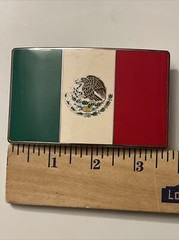 Mexican Flag Belt Buckle Vintage: New, Gear Condition, 4” By 2”, Great Details