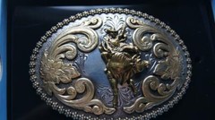 Nocona Belt Buckle BULL RIDER Gold & Silver Tone Western cowboy 3756641