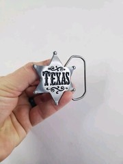 Vintage Texas 6-point Star Sheriff Badge Belt Buckle Pewter New Old Stock