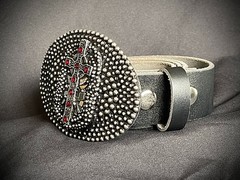 Handmade Oval Cross Belt Buckle Gothic Rock Metal Darren McNeese