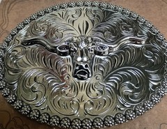 Western Rodeo, Bull Riding with 3-D Bull or Steer metal belt Buckle, New! #6
