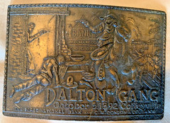 Vintage Dalton Gang Coffeyville Bank Robbery Brass Belt Buckle Outlaw Western