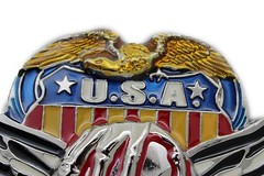 Men Women Silver Belt Buckle Skull Wings Skeleton USA Army American Eagle Bloody