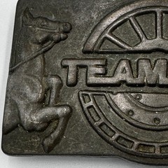 Vintage Teamster Belt Buckle Trucking Union Horse Semi Truck Metal Americana