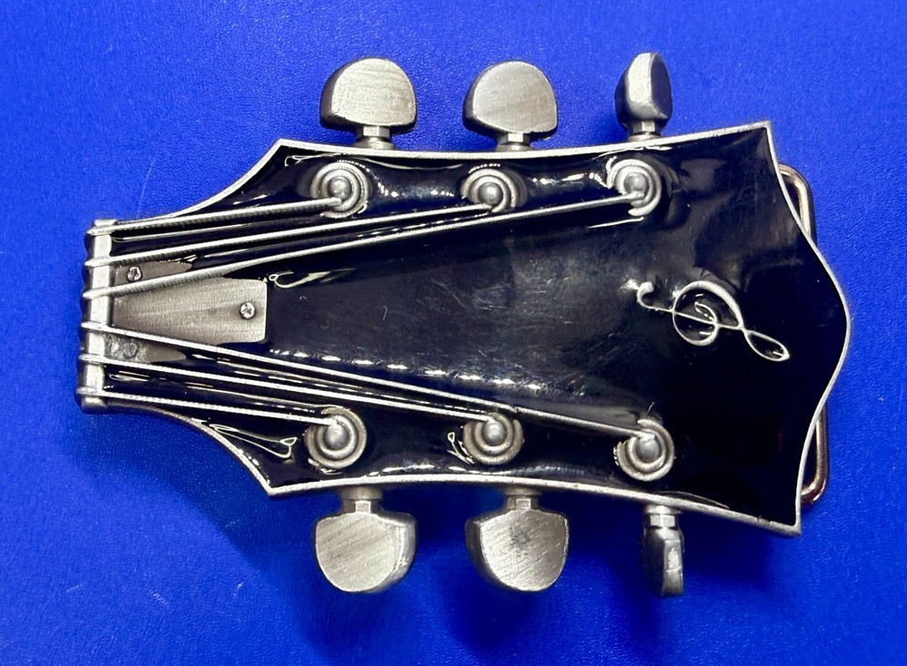 Guitar Head Stack Tuning Keys Black Enamel Cutout Belt Buckle by Jean&rsquo;s Friend