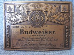BUDWEISER BEER Belt Buckle Lewis Buckles Chicago USA 1970s HEAVY BRASS ~ NEW