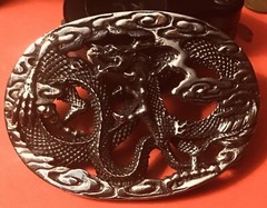 Metal Silver Tone Dragon Belt Buckle New In Box Free Shipping￼￼