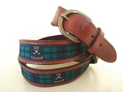 YRI FABRIC & LEATHER BELT LACROSSE BERMUDA CROWN SIZE 40