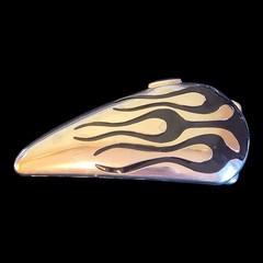 Flaming Motorcycle Tank Biker Belt Buckle Metal & Glossy Black Enamel