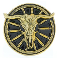 Long Horn Cattle Skull with Winchester Rounds, Bull, Cow Solid Brass Belt Buckle