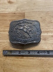 Hesston Vintage Rodeo Belt Buckle 1986 METAL Original Wrap National Finals NFR