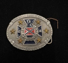 silver colored belt buckle “southern Cross of Honors” red white blue colors RARE