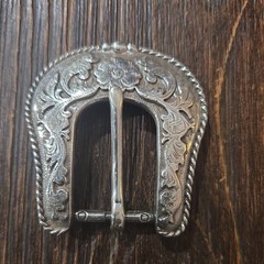 Western Floral Engraved Silver Metal Belt Buckle Set Fits 1 in Belt