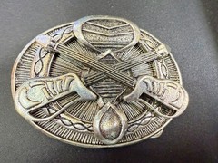 Crossed Sword&rsquo;s Weapon Gothic Punk Vibe Silver Color Silver Dagger Belt Buckle