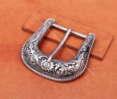 Western Engraved Silver Equestrian Tack Bridle/Halter Belt Buckle 3pc Set 1-1/2&Prime;