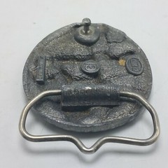 VTG 1986 Pewter & Enamel SQUARE DANCING Western C & J Belt Buckle 3&Prime; x 2 1/4&Prime;