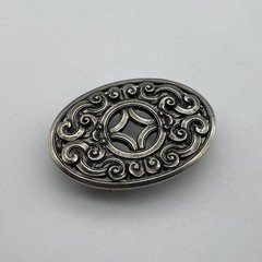Bohemian Oval Nickel Silver Belt Buckle – Handcrafted Boho Western