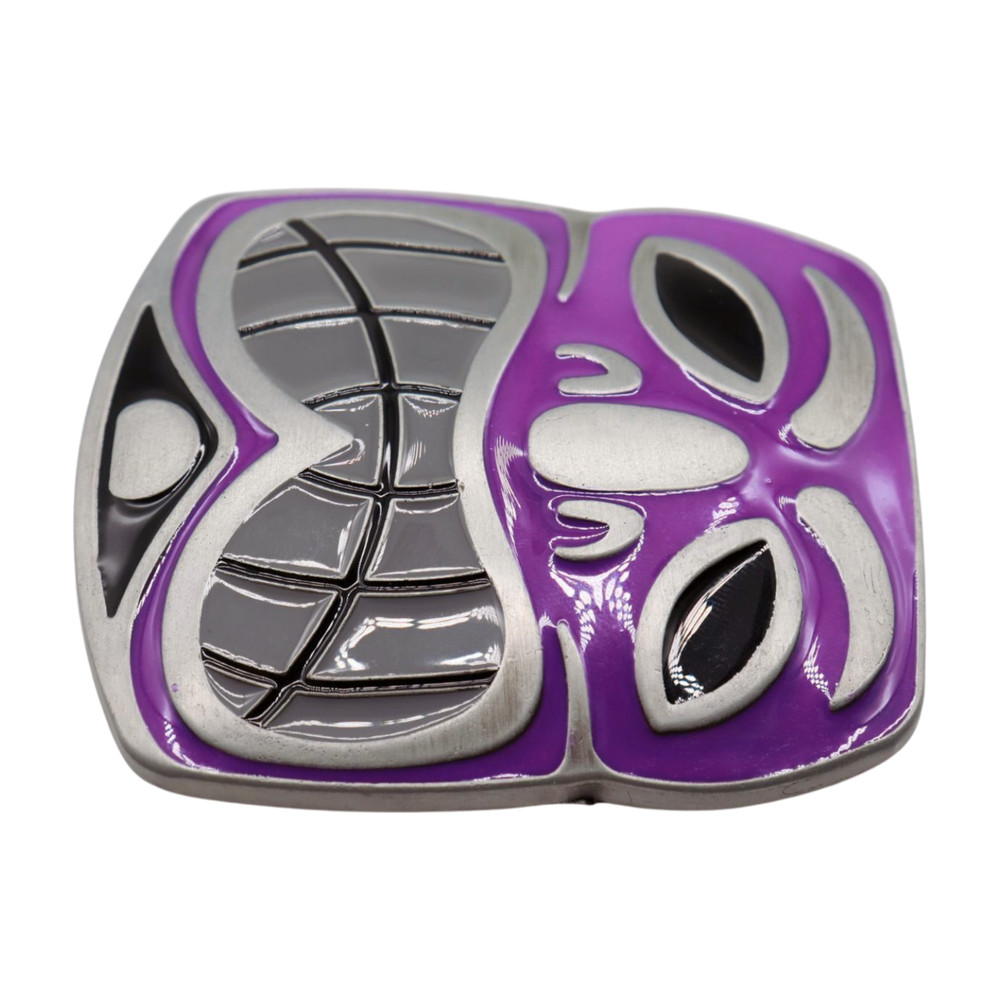 Men Women Silver Metal Belt Buckle Tiki Mask Statue Animation Travel Vacation
