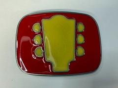 Guitar Tuning Keys And Head Stack – Cream & Red Colored Musicians Belt Buckle