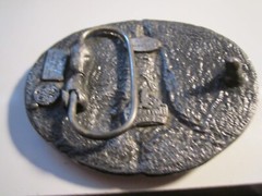 AMERICAN EAGLE WITH BLACK GREEN RED LACQUER BELT BUCKLE – HEAVY – GW-13