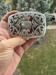 Baroque Filigree Belt Buckle – Antique Silver Finish