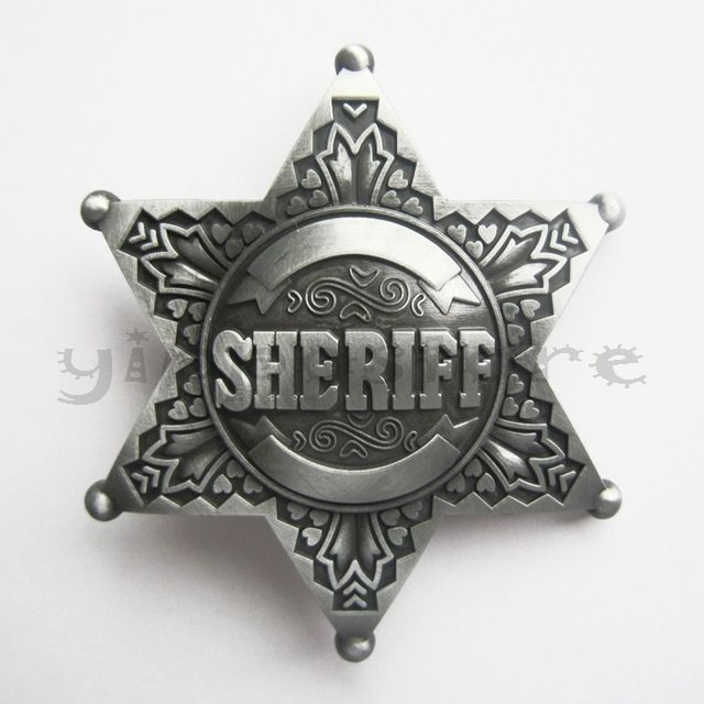 Sheriff Star Vintage Pewter Metal Belt Buckle