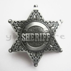 Sheriff Star Vintage Pewter Metal Belt Buckle