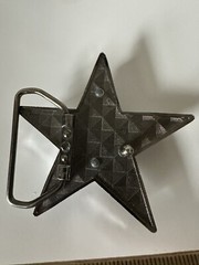 Pewter Belt Buckle Rhinestone Star clear