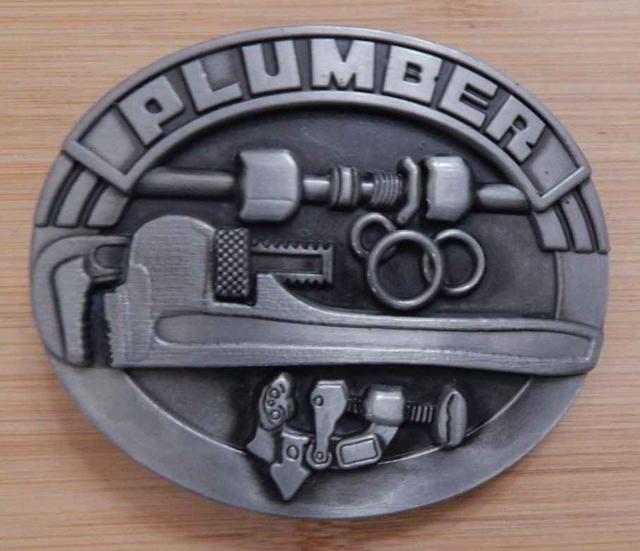 Plumber Tradesman Commemorative Belt Buckle Wrench Pipecutter